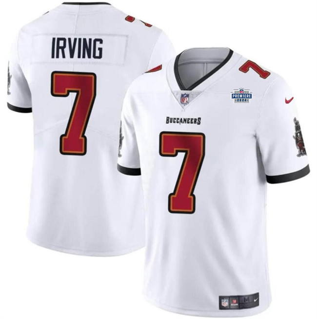 Men's Tampa Bay Buccaneers #7 Bucky Irving White With Draft Patch Vapor Limited Football Stitched Jersey